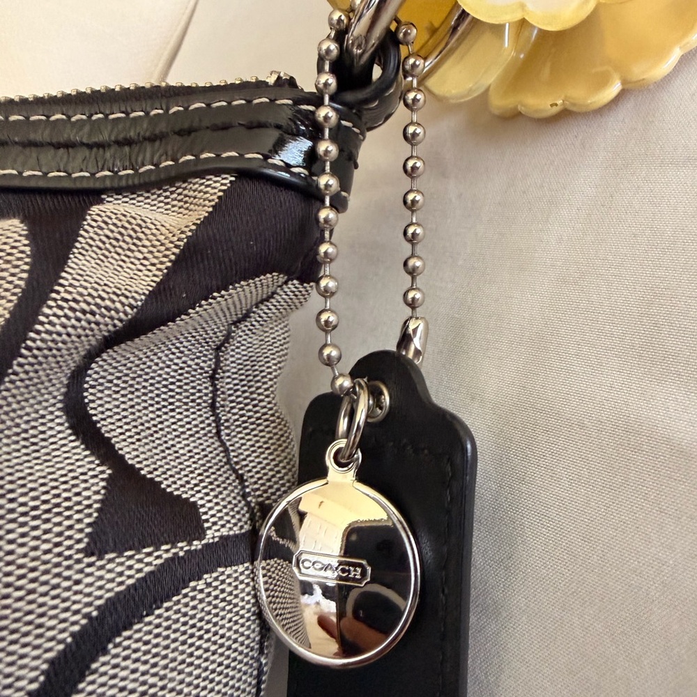 Coach Black & Gray Signature Canvas Shoulder Bag - Picture 7 of 8